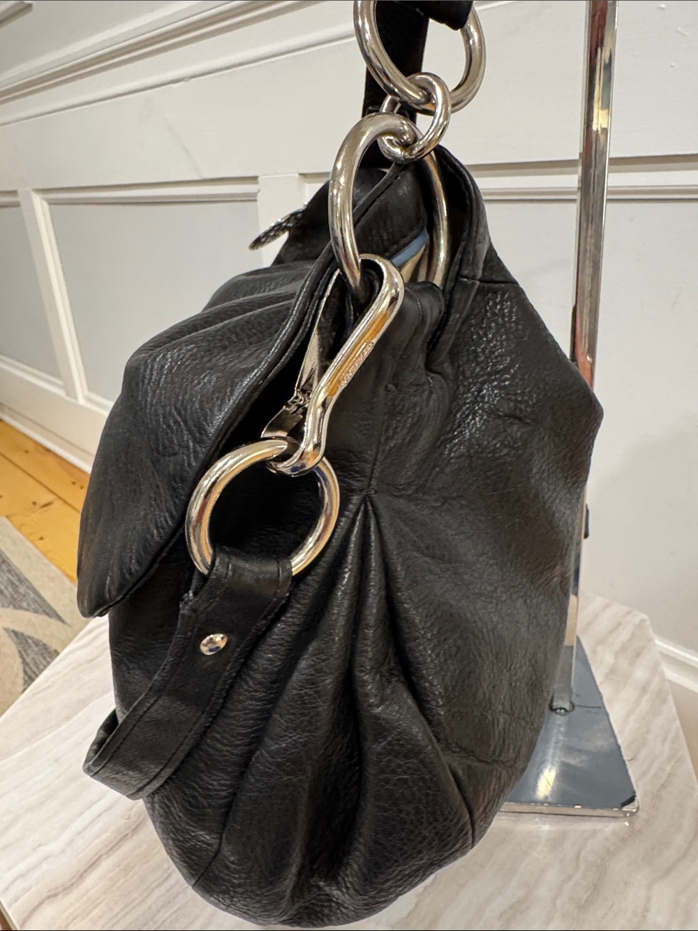 Coach Bag Ali Large Vintage Black Leather Hobo Bag - Picture 6 of 17